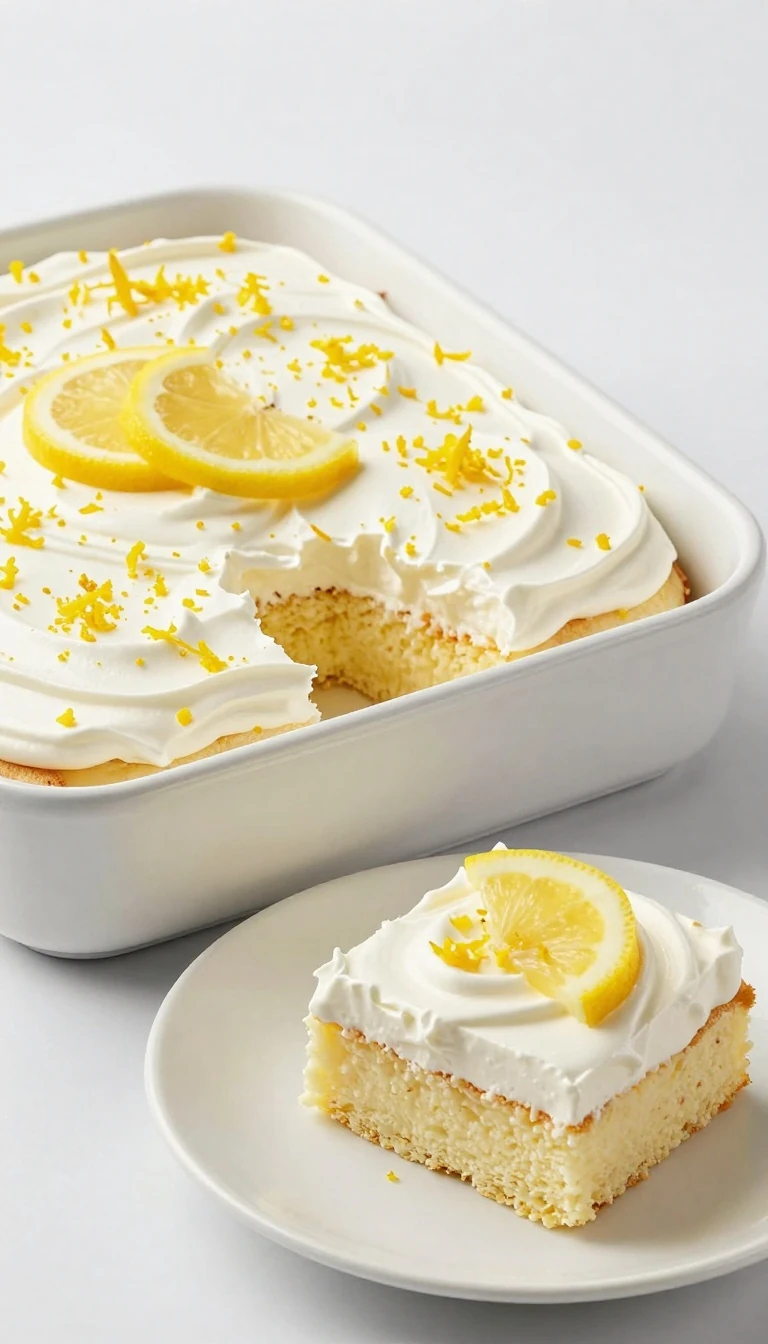 Easy Lemon Poke Cake Recipe with Creamy Lemon Pudding