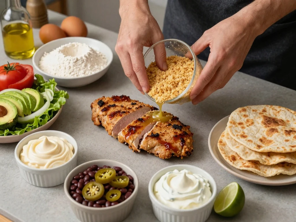 Ingredients for Mexican milanesa tortas arranged for cooking