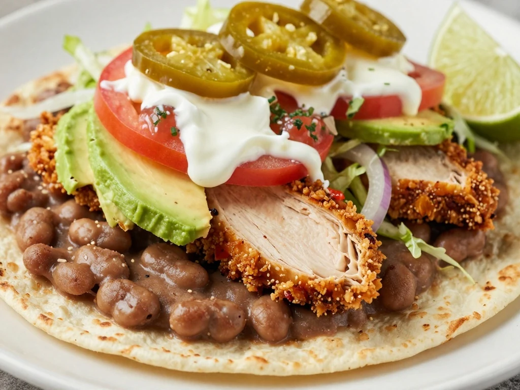 Close-up of toppings and garnishes on a Mexican milanesa torta