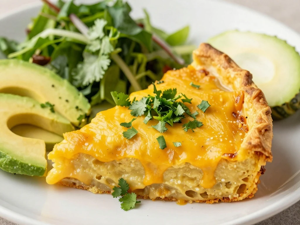 Mexican polenta pie served with cilantro, avocado, and salad