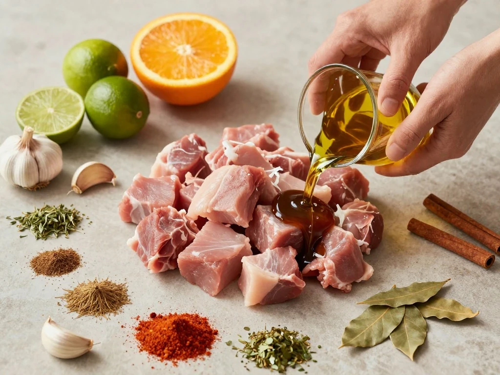 Ingredients for Mexican shredded pork with orange and lime