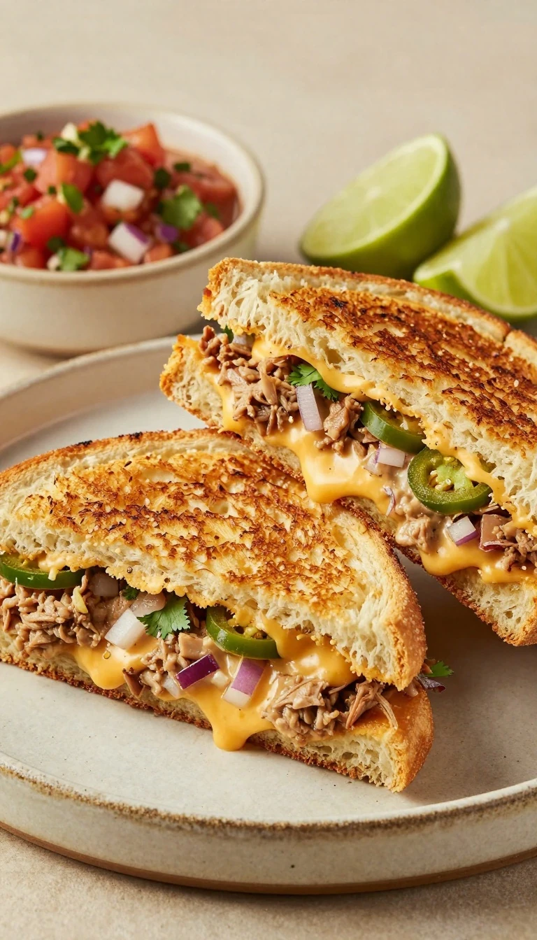 Easy Mexican Tuna Melt Recipe with Salsa, Lime, and Jalapeño