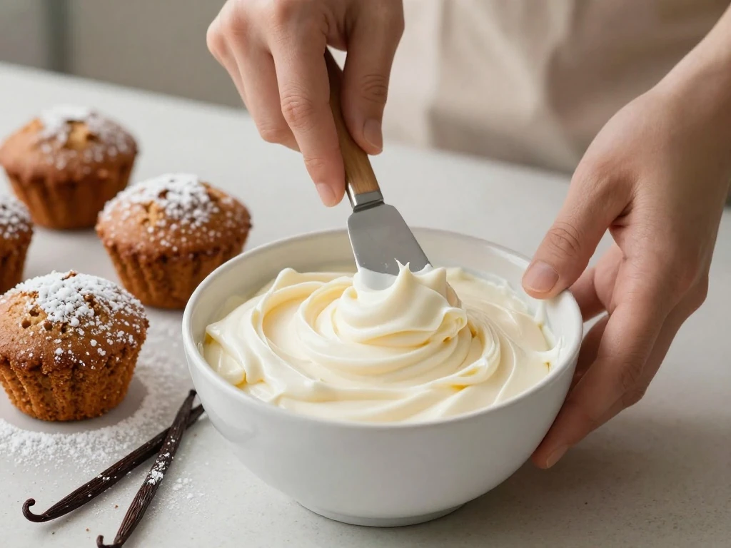 Creamy homemade cream cheese frosting for mini carrot cakes