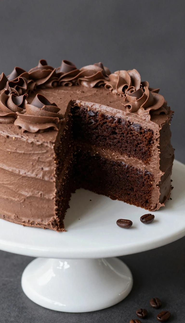 Mocha Cake with rich chocolate cake and coffee buttercream