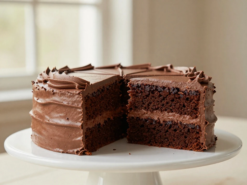 Two-layer mocha cake with chocolate coffee buttercream