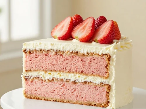 Moist Strawberry Cake Recipe with Fresh Strawberry Purée