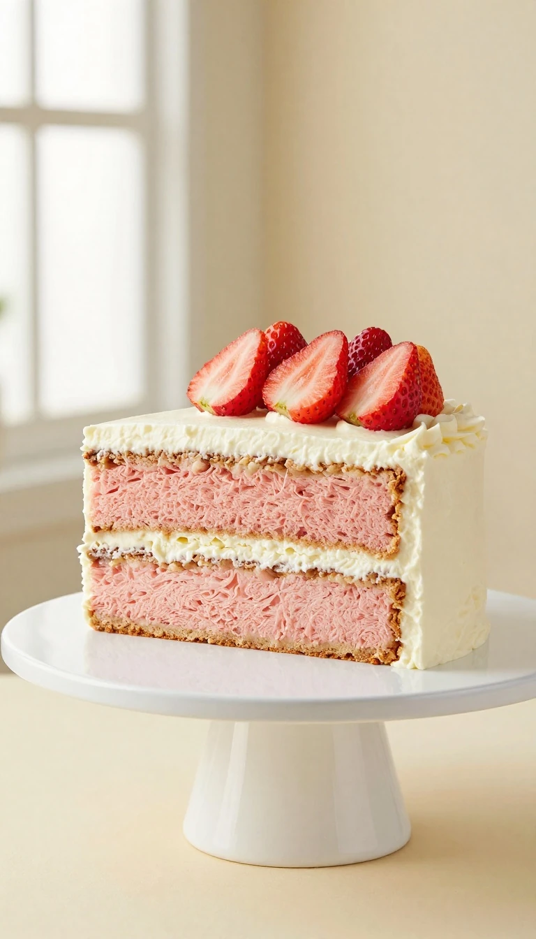 Moist Strawberry Cake Recipe with Fresh Strawberry Purée