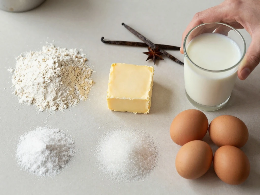 Ingredients for an easy moist vanilla cake