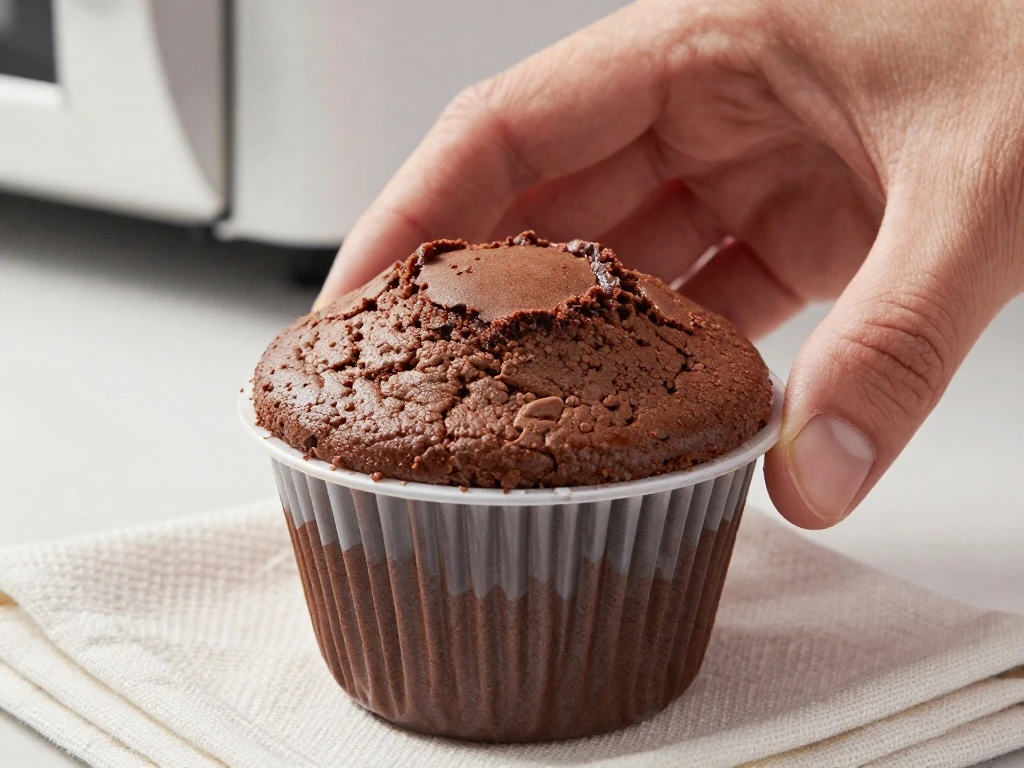 Freshly microwaved mug cake with a tender slightly moist center