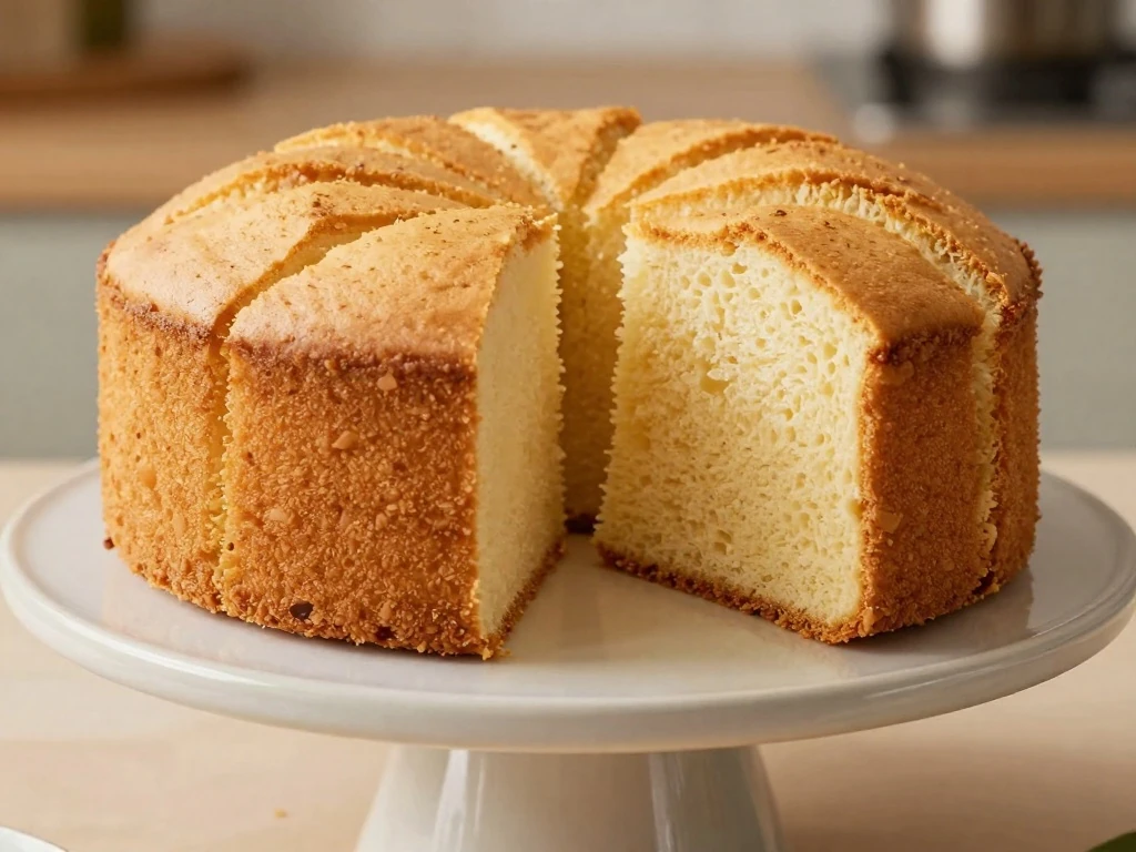 Golden cake cleanly released from its pan using homemade cake goop