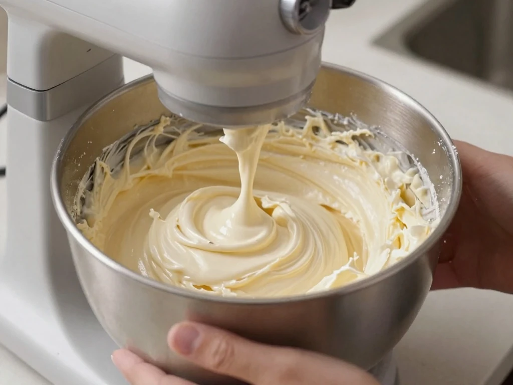 Mixing cream cheese and butter for Bundt cake frosting