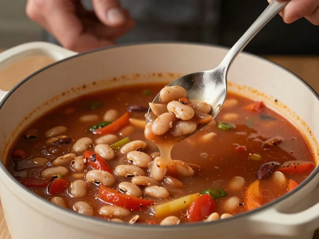 Mashing pinto beans to thicken homemade soup