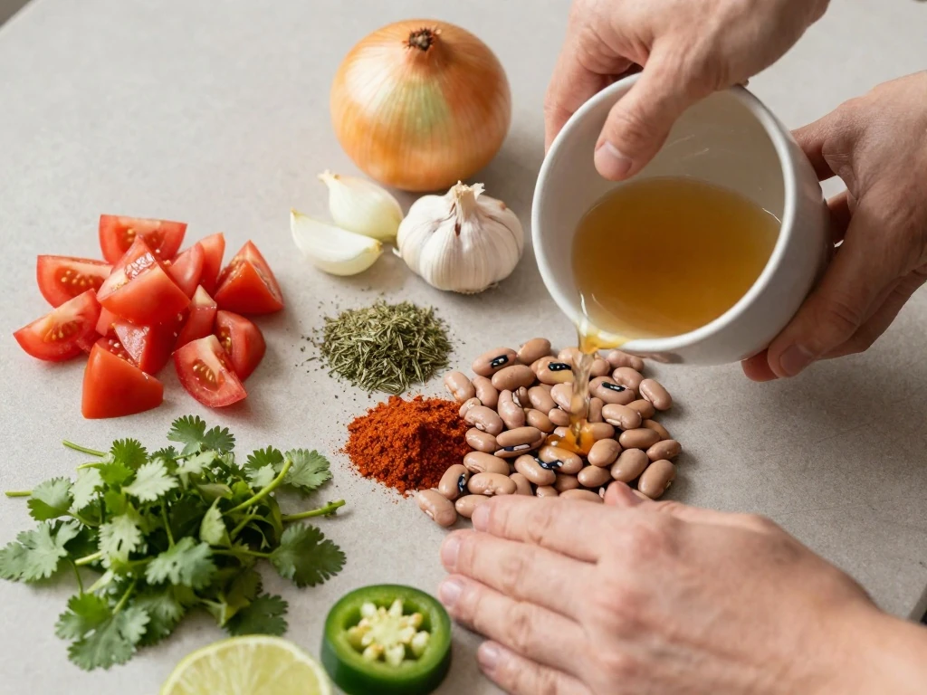 Ingredients for pinto bean soup with fresh salsa