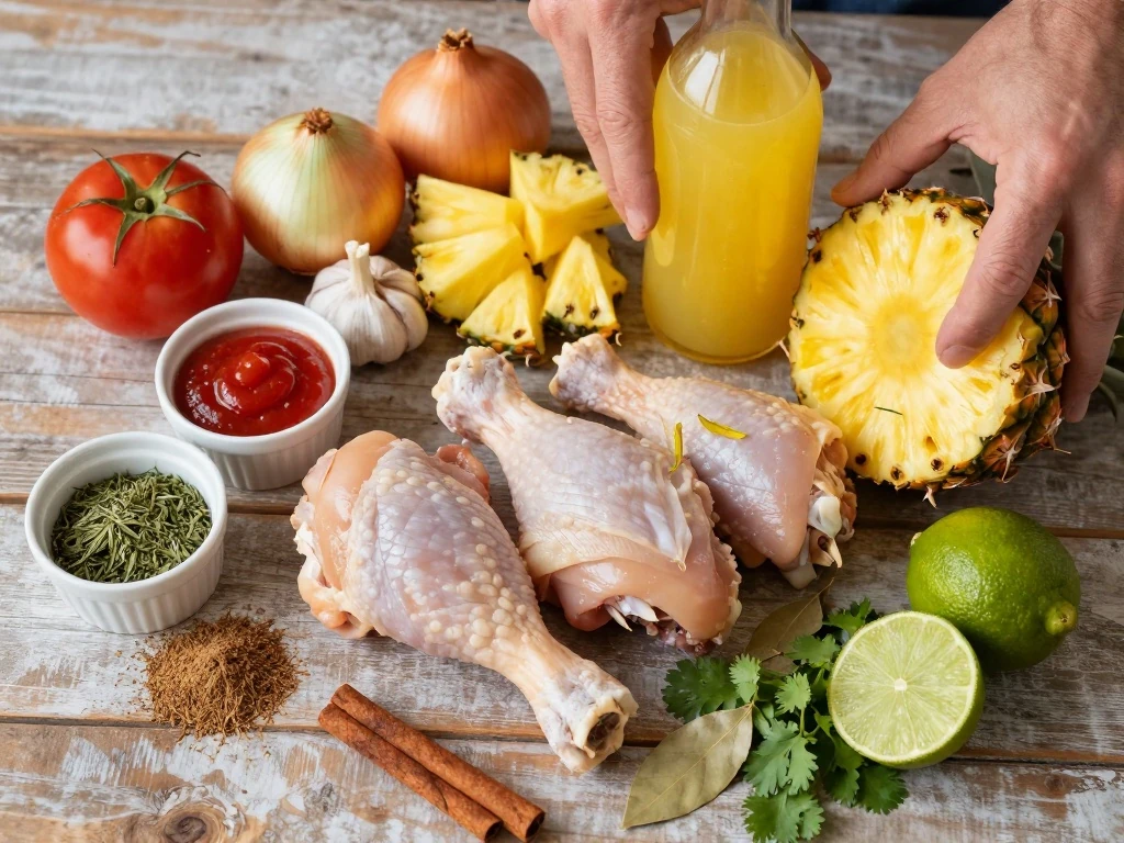 Ingredients for chicken in pineapple recipe
