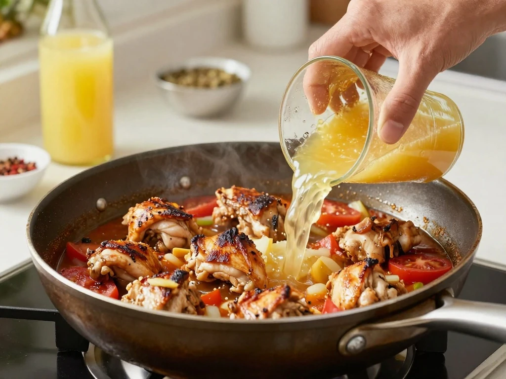 Browning chicken for Pollo en Piña