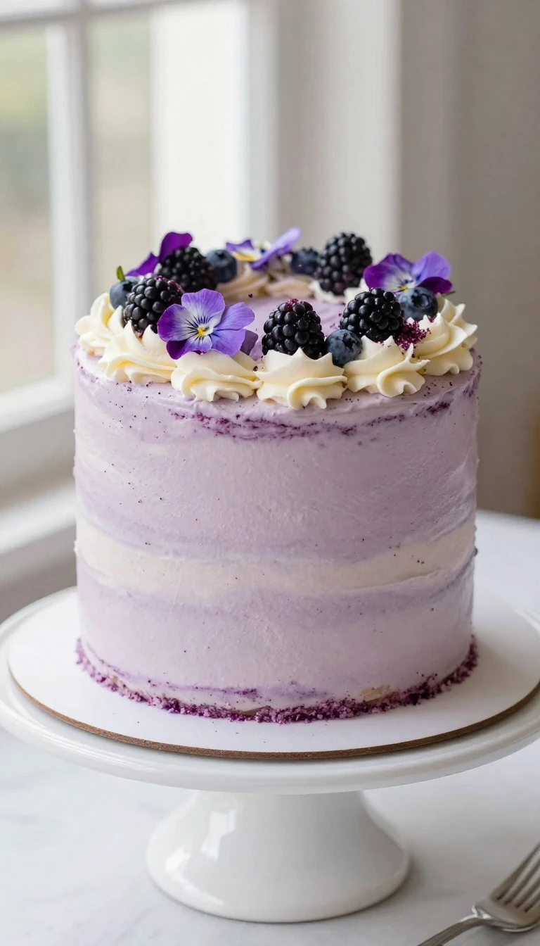 Purple Velvet Cake Recipe with Blackberry Cream Cheese Frosting