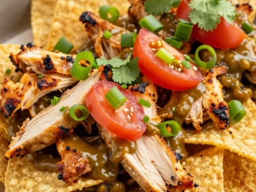 Roasted Chicken Nachos With Green Chili-Cheese Sauce