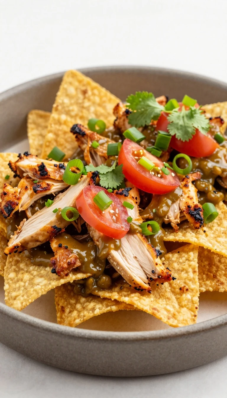 Roasted Chicken Nachos With Green Chili-Cheese Sauce