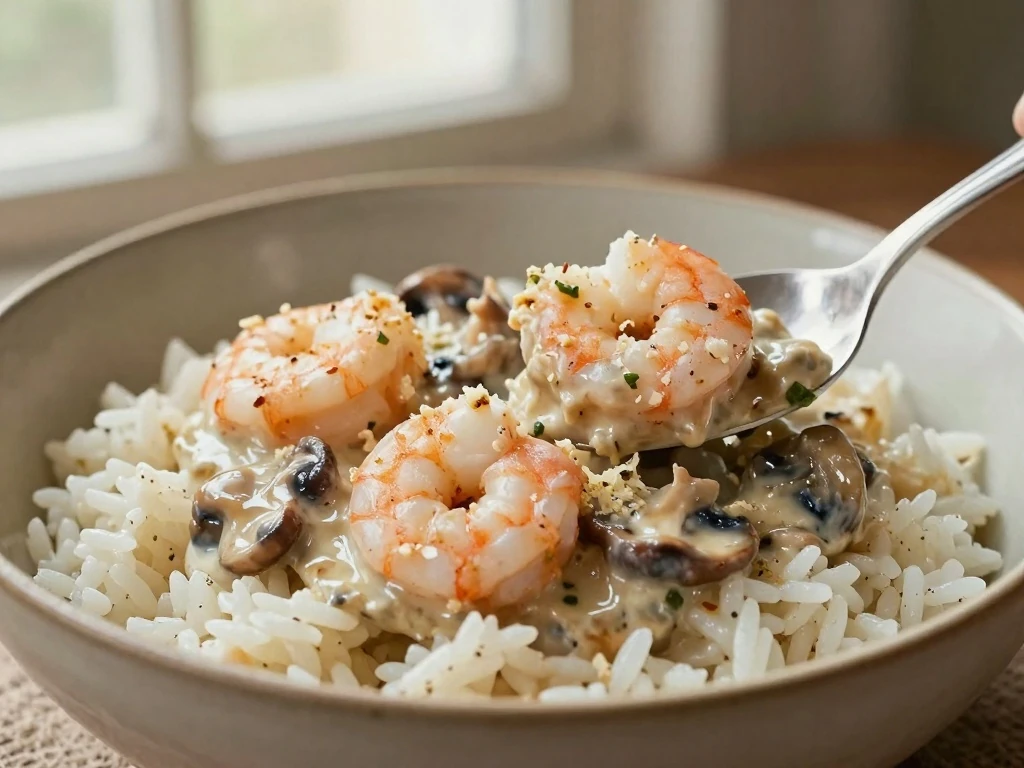 Classic Shrimp Christina casserole served over white rice