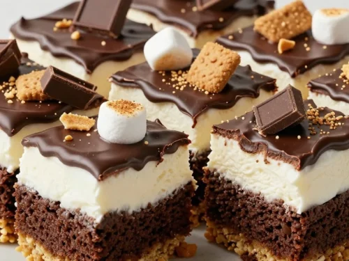 S'mores Cake Recipe with Graham Cracker Crust and Marshmallow Frosting