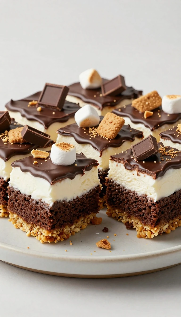 S'mores Cake Recipe with Graham Cracker Crust and Marshmallow Frosting