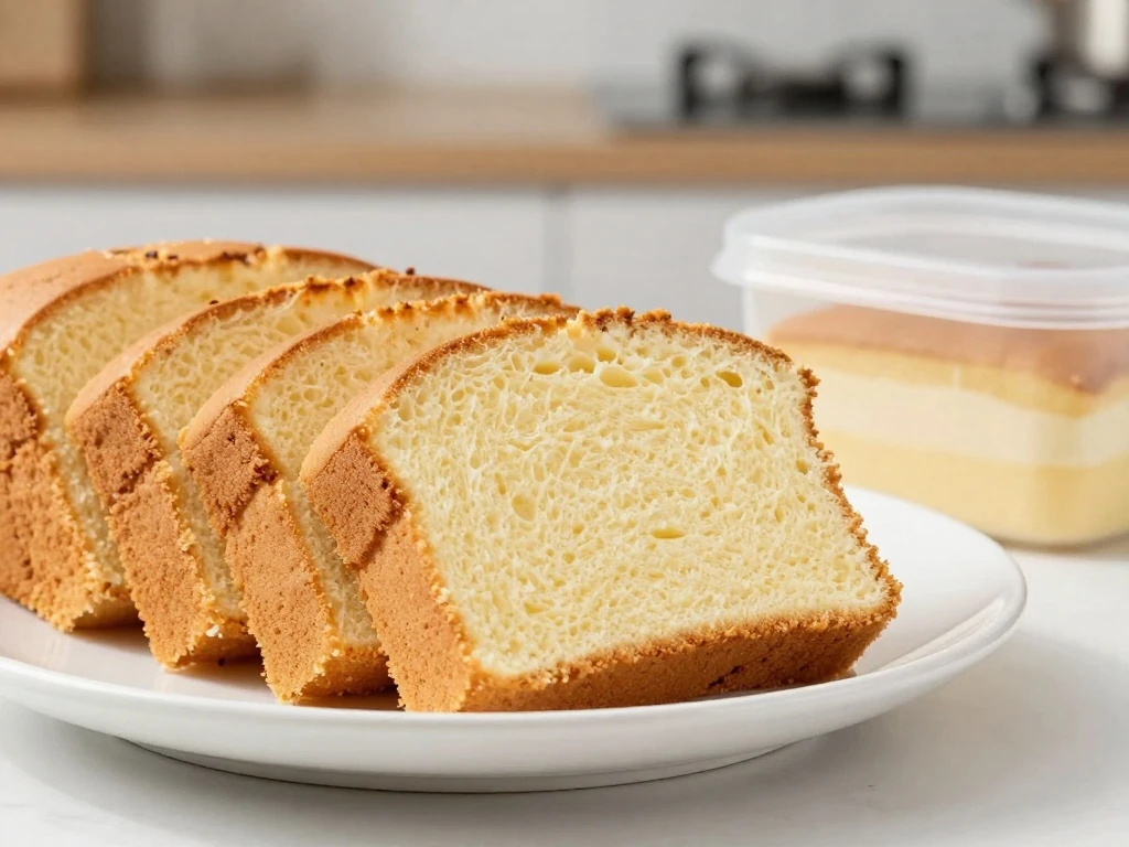 Sliced soft cake ready for serving and storage