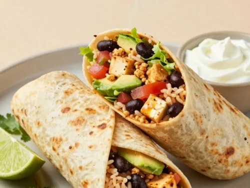 Spicy Tofu Burritos Recipe with Chipotle, Black Beans, and Fresh Avocado