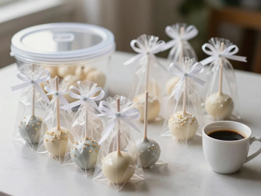 Stored and served homemade Starbucks cake pops