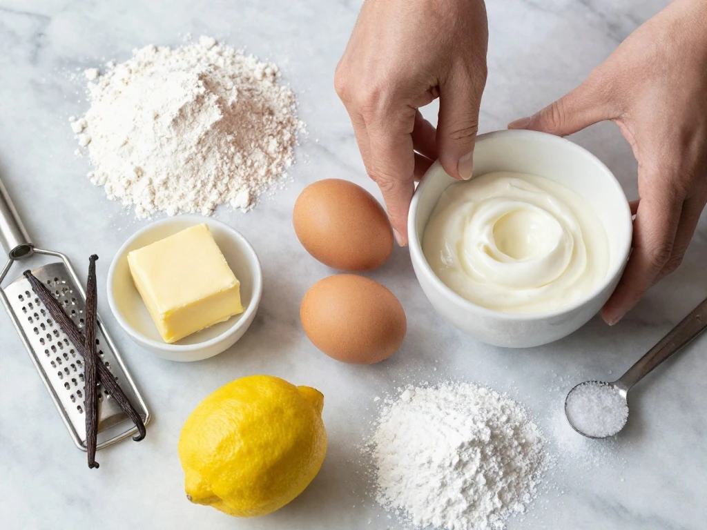 Ingredients for homemade Starbucks lemon pound cake
