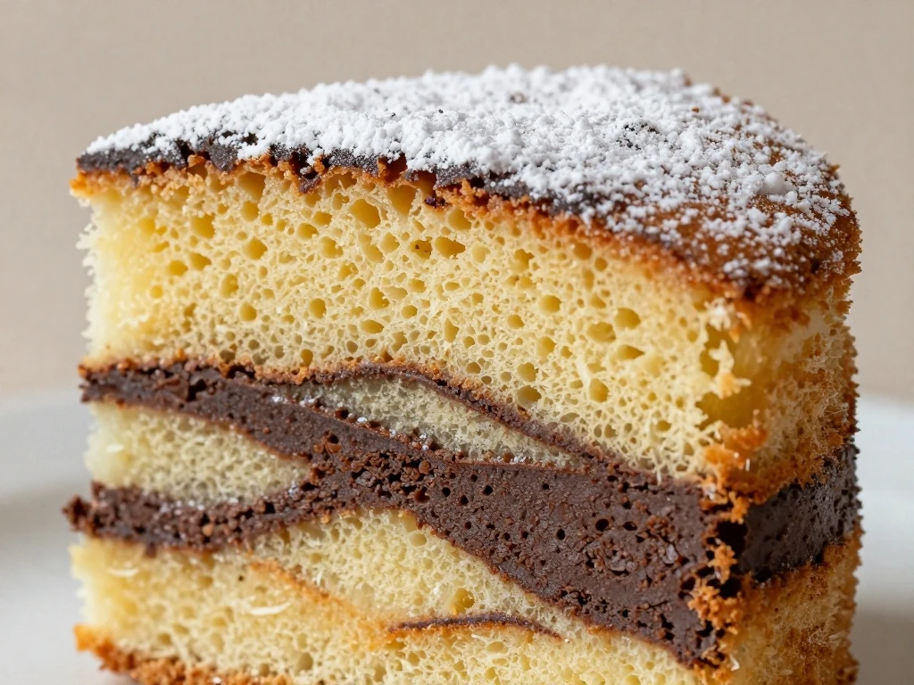 Close-up of the defined swirl inside marble cake