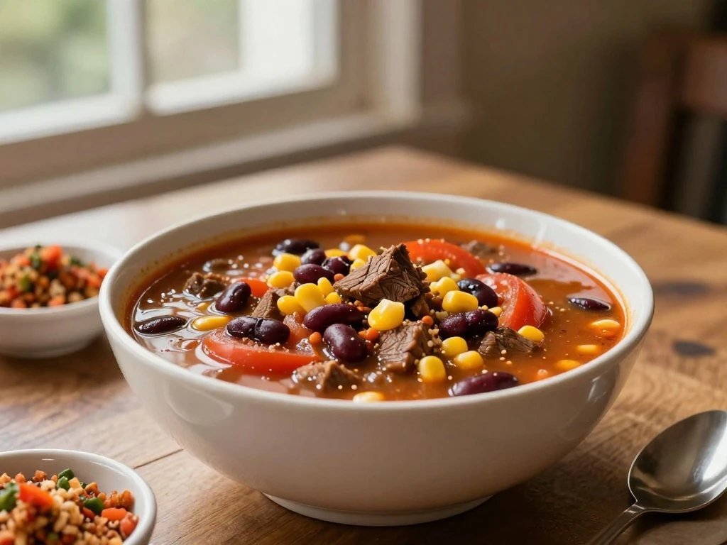 Hearty homemade taco soup served for a cozy weeknight dinner