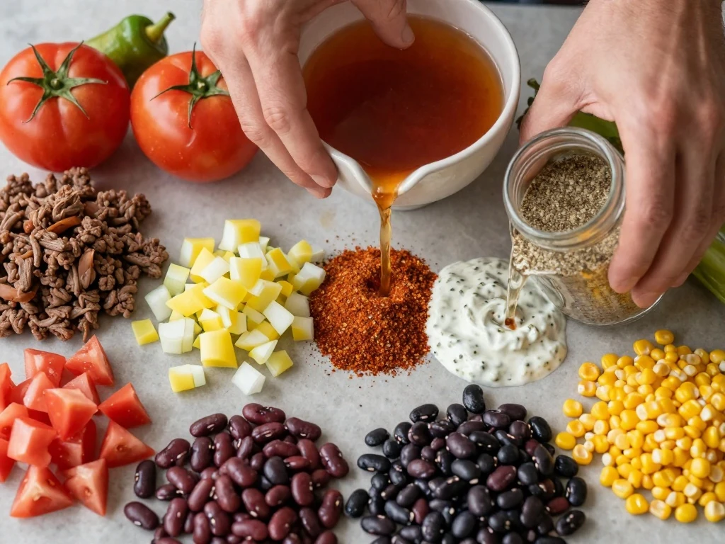Ingredients for an easy one-pot taco soup recipe