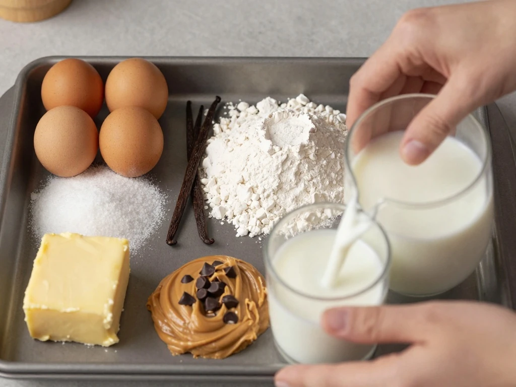 Ingredients for homemade peanut butter Tandy Cake