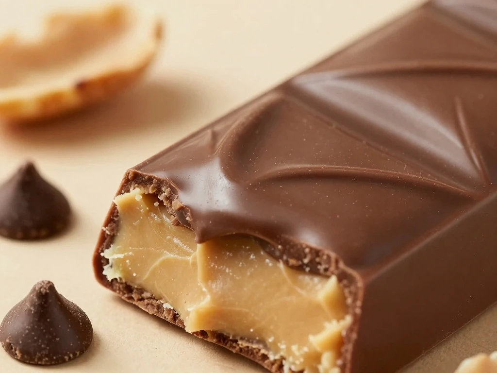 Chocolate topping on a peanut butter Tandy Cake