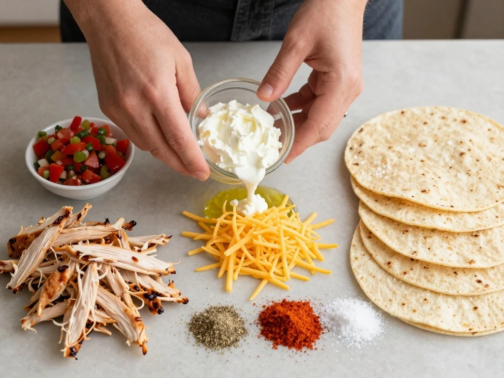 Ingredients for chicken and cheese Crazy Haoles taquitos