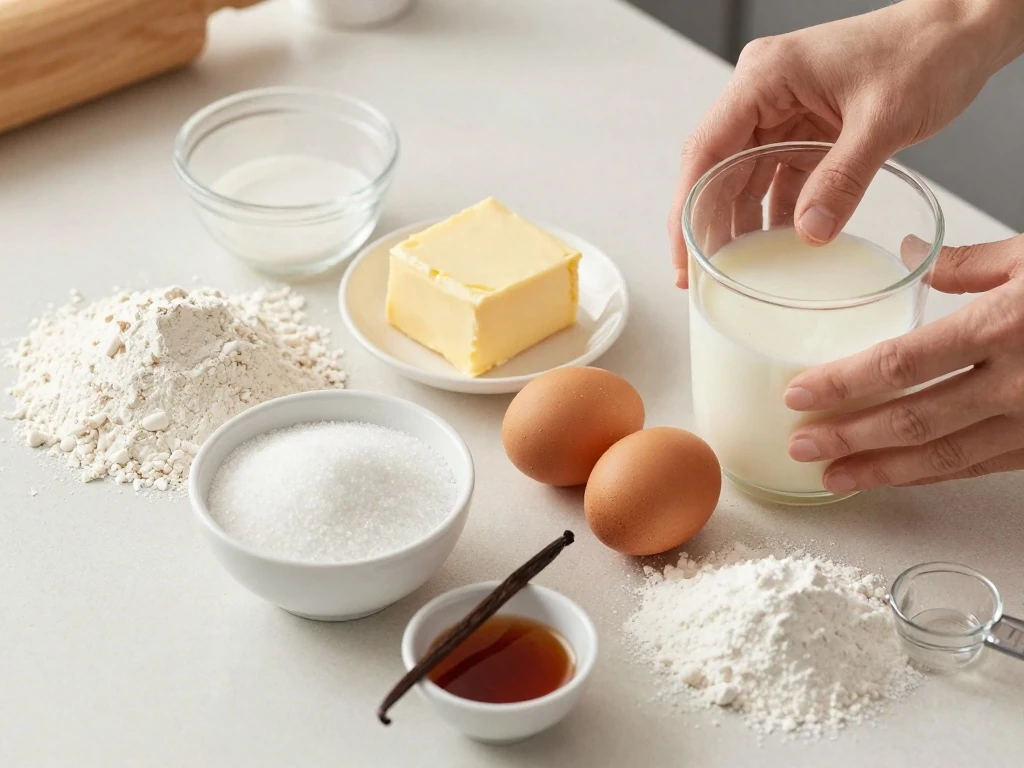 Ingredients for an easy white cake recipe
