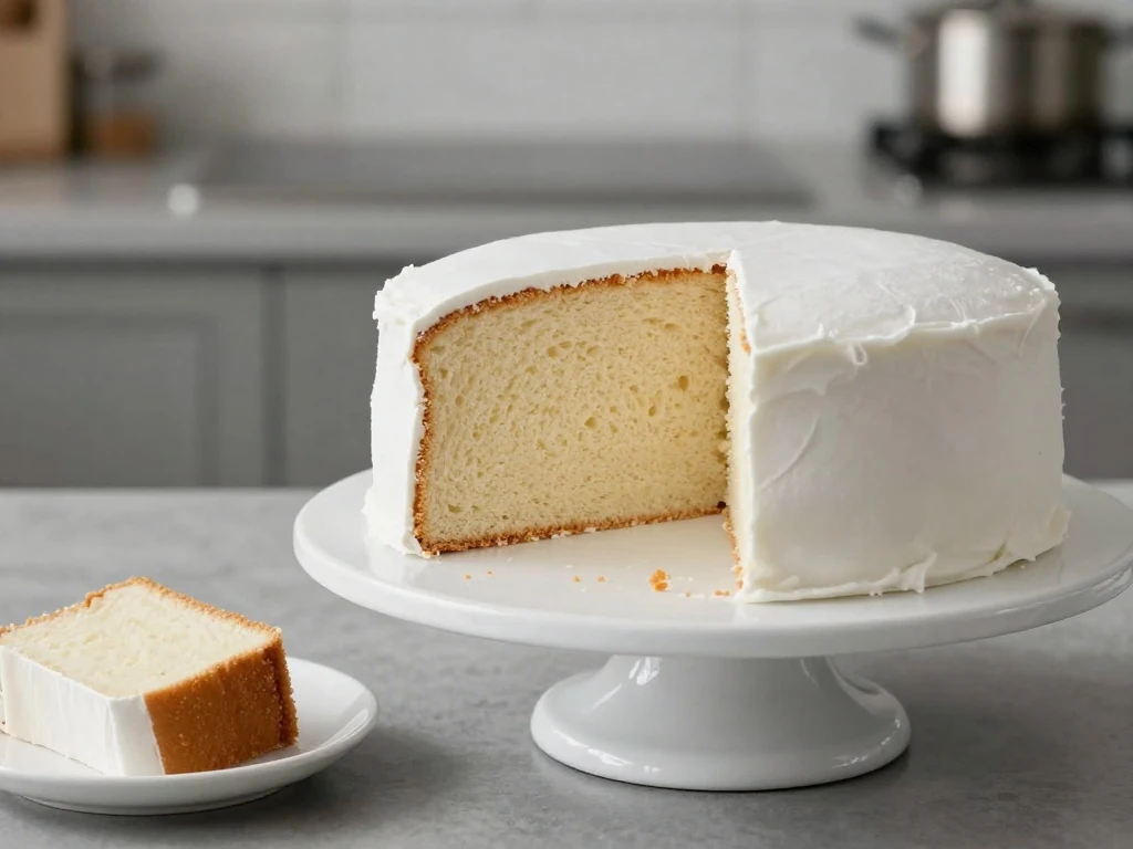 White cake stored and ready to serve