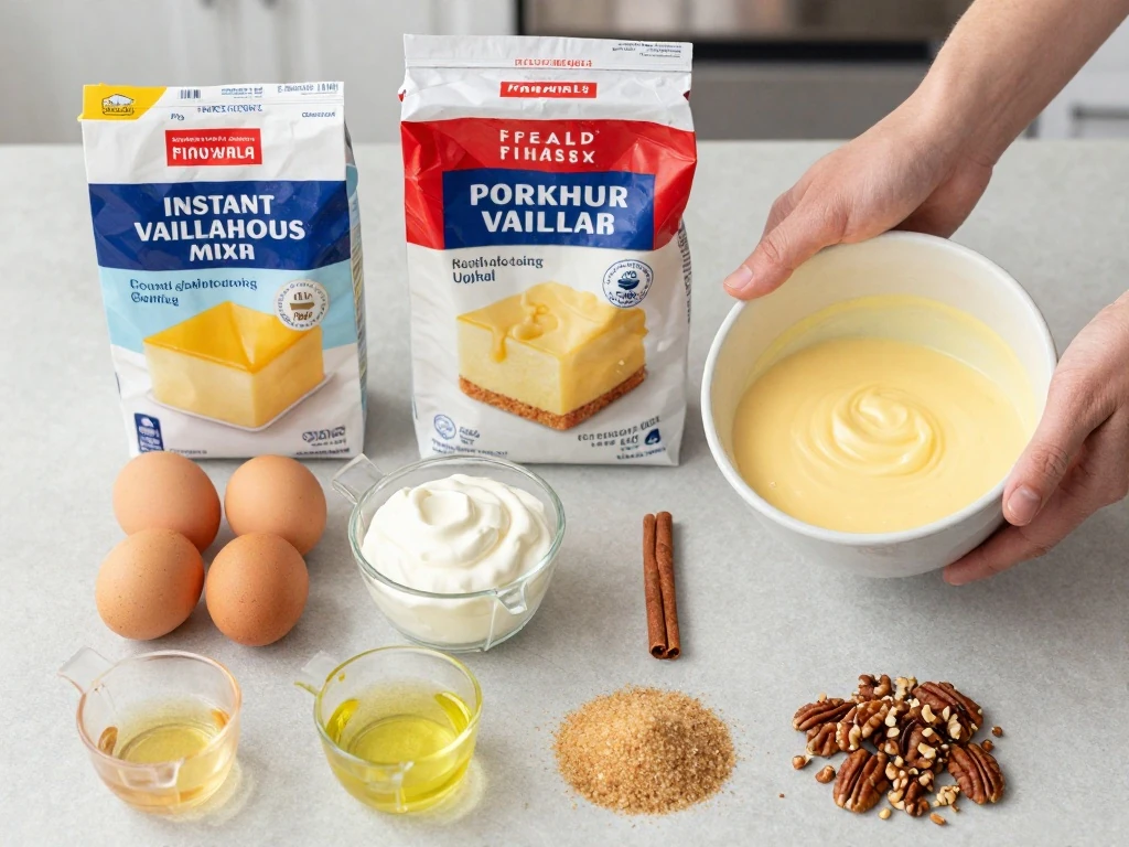 Ingredients for easy yellow cake mix coffee cake