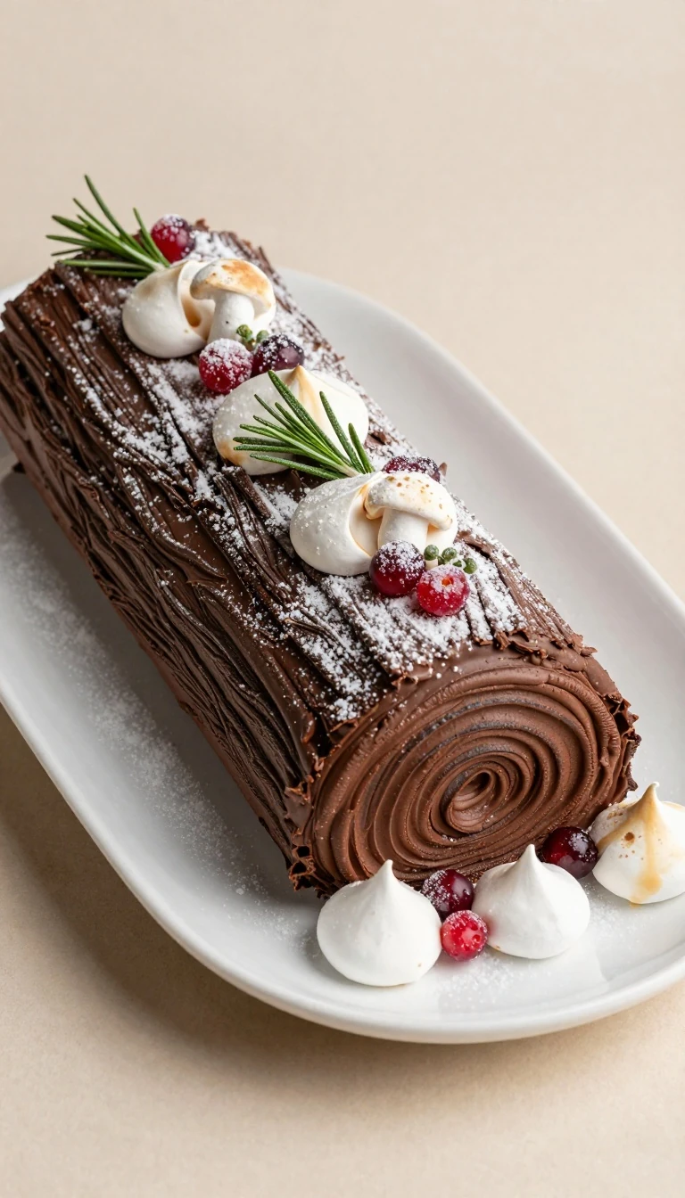 Classic Yule Log Cake Recipe (Bûche de Noël) for Christmas